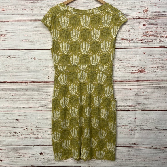 Boden Margot Scoop Neck Olive Green Botanical Print Dress Sz 6 - Picture 6 of 11